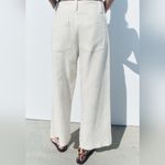 ZARA NWOT EMBROIDERED PANTS ZW COLLECTION SZ S viscose and linen blend Photo 1