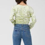 Ganni NWT  Zebra Stripe Ruched Silk Blouse in Margarita Photo 15