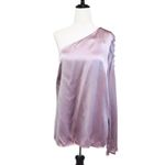 Parker Mauve Pink One Shoulder Long Sleeve Blouse Top 100% Silk Size Medium New Photo 2