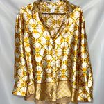 House of Harlow 1960 Wo size Large Gold and Cream Patterned Button front Blouse Photo 0