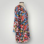 RESA Iris Floral Faux Wrap Mini Dress Black Multicolor Long Sleeve Size Small‎ Photo 4
