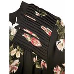 Daniel Rainn  Women's Mini Dress Medium Floral Roll Tab Sleeves Pleated Shoulder Photo 5