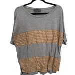 Sunday in Brooklyn  Anthropologie Faux Leather Striped TShirt Gray Size Small Photo 2