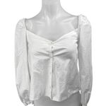 ZARA  Women's White Long Puff Sleeve Button Down Blouse Shirt Crop Top Size S Photo 0