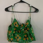 Aerie  Green Yellow Pattern Crop Tie Cami Women's Size XL Photo 1
