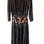 Donna Morgan Vintage Dark Brown Velvet Drop Waisted Dress Photo 0