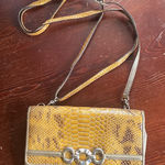 Brighton  Patent Leather Tan Snakeskin Embossed Crossbody Wallet Removable Strap Photo 0