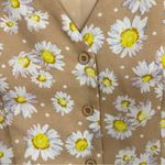 Lulus  Tan Daisy Print Mini Summer Dress Mini Womens XS Casual Button Down Spring Photo 2