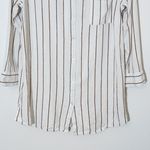 Stars Above  Brown Striped Button-up Sleep Shirt Size XL Linen Blend Sleep Shirt Photo 2