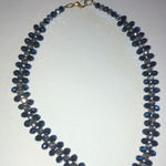 Navy Blue Faceted Beaded Boho V Shape Necklace Photo 4