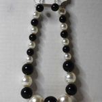 NWT Up Town Boho Chunky Xl Faux Pearl Black/White Set Hook Earrings 16"Necklace Black Photo 0