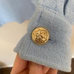 ZARA  Quilted Jacket Womens Sz Large Baby Blue Sky Blue Gold Buttons Quiet Luxury Photo 3