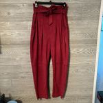 Free People Womens Burgundy Faux Suede Belted Cropped Pants Size: 6 Photo 1