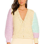 For Love & Lemons Pastel Kerry Cropped Cardigan Yellow Photo 0