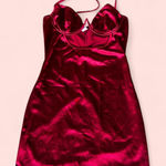 Red satin mini dress with halter neck Photo 0