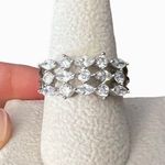 White/Clear Marquise & Round Cut Rhinestone Triple Split Shank Ring Photo 0