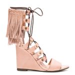 Free People  Solstice Fringe Wedge Blush Size 39 Photo 4