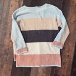 Soft Surroundings  V-Neck Sweater - Light Blue, Beige, Pink, Dark Gray | Size L Photo 3