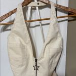 Urban Outfitters NWT  Off-White Halter Romper Shorts Star Zipper Inseam 1.5” Photo 1