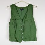 J.Crew  Slim Fit Linen Vest Green Size 10 Photo 3