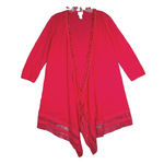 Chico's Sweater Women Medium Red Open Front Waterfall Hem Tassels Casual Bohemian Photo 0