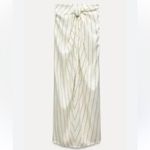 ZARA  Striped Black & White Strapless Knotted Linen Blend Midi Dress(Size Medium) Photo 3