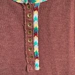 Free People Rainbow Thermal Wine Maroon Long Sleeve Boho Small Photo 4