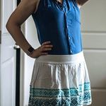 Aeropostale White Elastic Embroidered Grecian Patterned Linen Mini Skirt Size L Photo 1