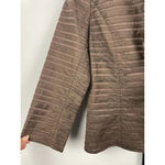 Lafayette 148 New York Women's Brown Linen Ruffle‎ Stripes Open Jacket Blazer 6 Photo 3