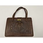 Unique Vintage Vtg Aztec Hand Tooled Large Leather Purse Mayan Calendar/Bull FightChief Satchel Photo 1