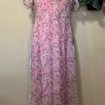 Dreamiest Desires Pink Floral Flutter Sleeve Maxi Dress Size XL Photo 0