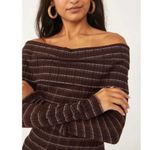 Free People brown snow bunny off the shoulder top M Photo 4