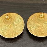 Liz Claiborne Vintage LCI Signed Red & Gold Heraldic Button Earrings Photo 10