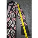 Isaac Mizrahi  Live! Boho Cardigan Sweater XL Black Geometric Fringe Open Front Photo 4