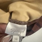 Vintage Spiegel One Piece Swimsuit Brown Silver Print Deep Plunge With Chain 14 Photo 2