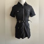 Current Mood Black Belted & Zipped Utility Dress S Photo 2