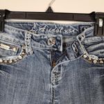 Y2K LA Idol USA Jeans Women's 1 Bootcut Embellished Rhinestone Pockets Denim Blue Size 27 Photo 2