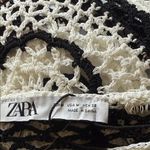 ZARA NWOT  Woman Black & White Crochet Short Sleeve RUFFLED Top Photo 9