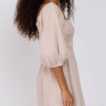 BIBI | Taupe Striped Smocked Puff Sleeve Dress White Size XL Photo 1