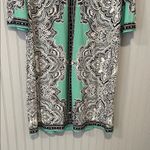 Studio One  Green Blue Paisley Floral Sheath Dress | Large Photo 4