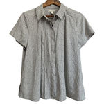 Dana Buchman Dana‎ Buchman Women's Black White Polka Dot Short Sleeve Button Up Shirt L Photo 0