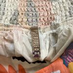 Free People Womens Orange White Floral Mini Skirt Lined Pleated pull on M Photo 6