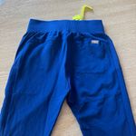 FIGS New! Boston Slim Jogger Scrub Pants XXS Blue with Neon Yellow Tie Photo 5