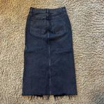 Madewell  Black Denim Skirt with Long Slit Down the Front Raw Hem Size 25 Photo 2