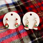 Festive Christmas Tree Wreath Earrings Red Photo 5