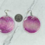 Pink Ombre Floral Lace Mother of Pearl Shell Dangle Earrings Pierced Pair Photo 1