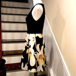 Alice + Olivia Black Sleeveless Fit and Flare Floral Skirt Dress Sz 4 Photo 4