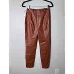 Lovers + Friends REVOLVE Faux Leather Cognac Brown High Waist Georgie Pants S Photo 2