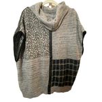 Curio New York Womens Black Gray Patchwork Poncho Style Sweater Size M Size M Photo 4
