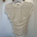 Free People Intimately Keep It Simple Lace/Ruched Baby Tee Ivory Small EUC Photo 1